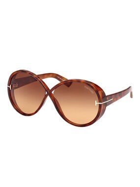 TOM FORD Edie-02 TF1116 64mm brown Havana Oversize Round Sunglasses
